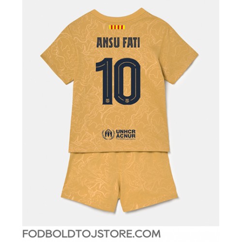 Barcelona Ansu Fati #10 Udebanesæt Børn 2022-23 Kortærmet (+ Korte bukser)